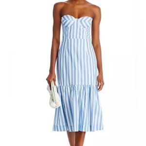 AQUA Stripe Bustier Midi Dress Exculsive